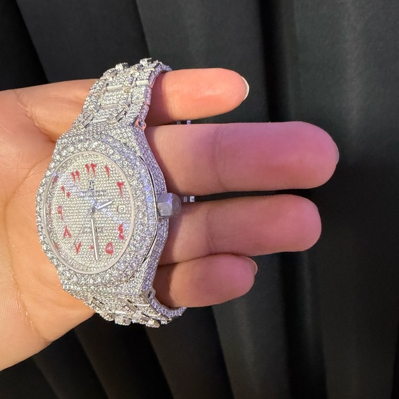 Audemars Piguet Silver and Red Diamond Watch - Picture 3 of 6